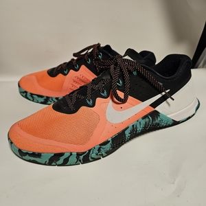 Nike Metcon 2 Flywire Training Shoes Men's 12.5 Mango/Black/Green EUC
